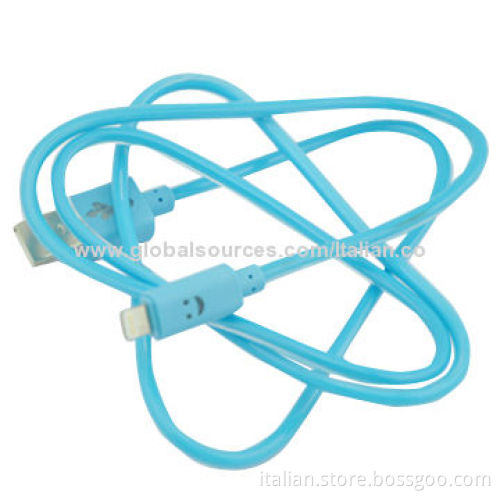 LED Light Smiling Face USB Data Sync Charging Cable for iPhone 4/4S